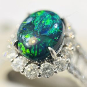 Pt900 プラチナ900 ブラックオパール メレダイヤリング