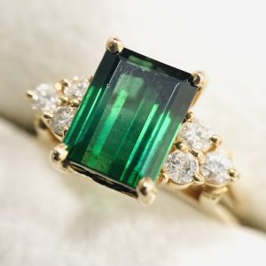 K18 エメラルド メレダイヤ リング