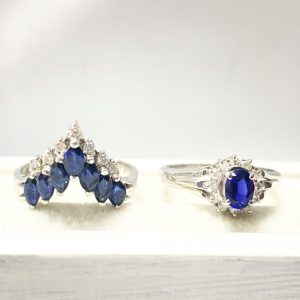 Pt900 1.18ct・0.35ct サファイア リング 2点