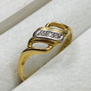 K18/Pt900 コンビリング　メレダイヤ装飾