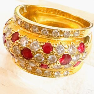 K18(18金) ルビーメレダイヤリング