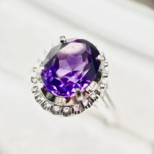 K18WG アメジストリング