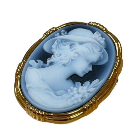 K18 カメオ ブローチ メノウカメオ レディ カメオ アゲートの 