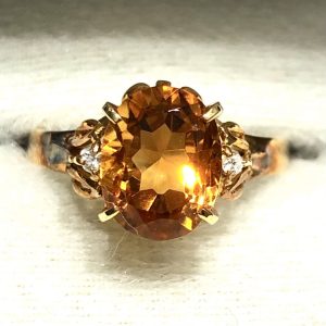 K18 18金 シトリン ダイヤ 0.03ct リング 指輪