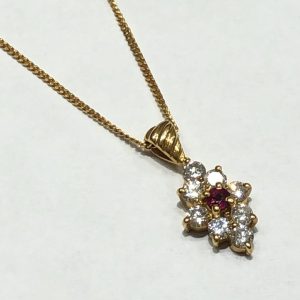 K18 18金 ルビー 0.09ct ダイヤ 0.36ct ネックレス