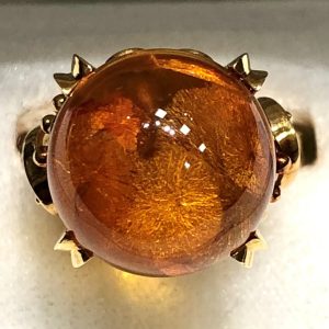 K18 18金 琥珀 アンバー リング 指輪