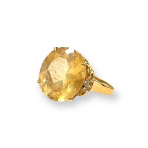 K18 18金 メレダイヤ シトリン リング