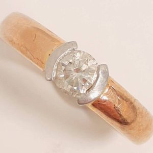 K18 Pt900コンビ ダイヤ0.35ct付リング