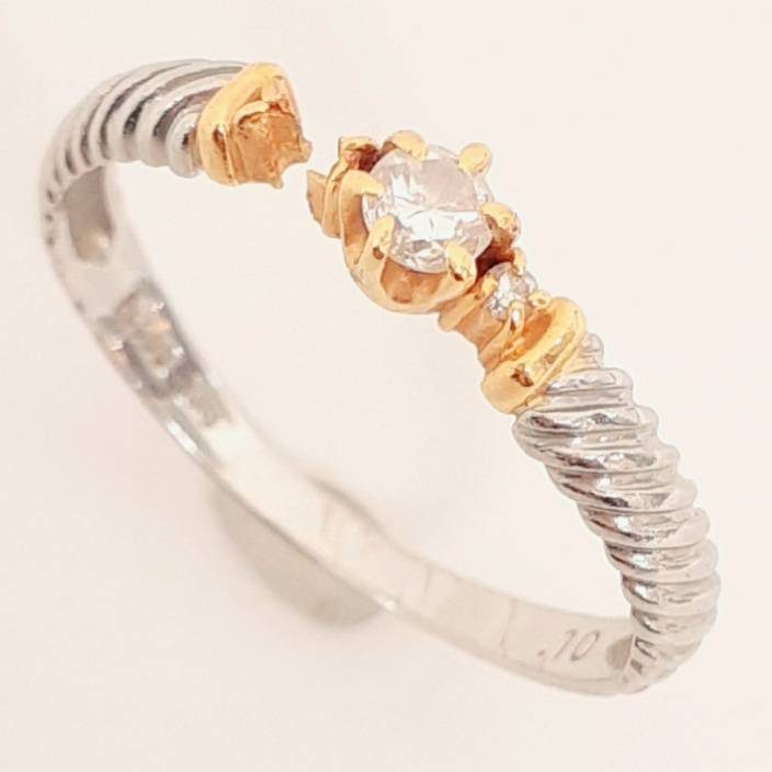 K18/Pt900メレダイヤの指輪