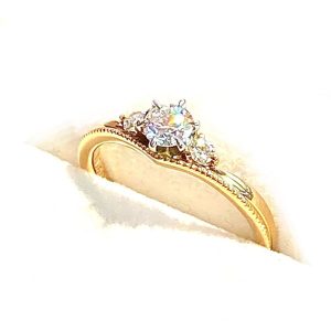 K18/Pt900 ダイヤ付きコンビリング