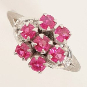 Pt850 ルビー0.91ct&メレダイヤ0.03ct付きリング