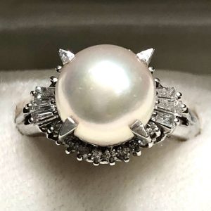 Pt900 プラチナ900 パール ダイヤ 0.36ct リング