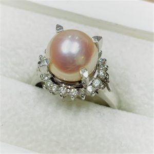 Pt900 パール メレダイヤリング