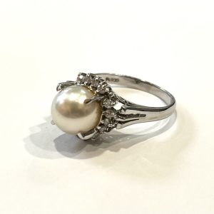 Pt900 メレダイヤ0.16ct＆パール リング