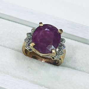 K18 アメジスト＆メレダイヤモンドリング