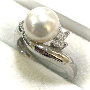 Pt900 パール メレダイヤ リング 真珠