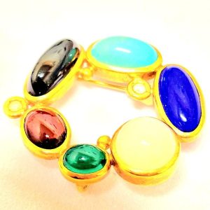 K18 カラーストーン ダイヤモンド0.1ct ブローチ