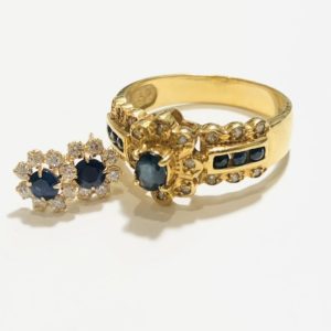 K18 メレダイヤ サファイア付き リング&ピアス