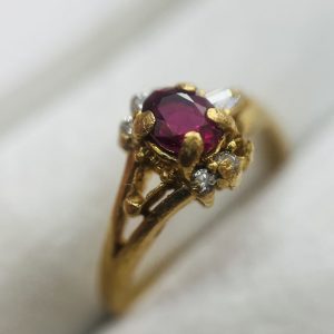 K18(18金) 0.55ct ルビー メレダイヤ 付き 壊れた リング アクセサリー