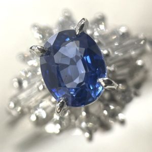 サファイア 0.45 メレダイヤ 0.20 Pt900 プラチナ リング
