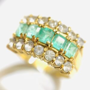 エメラルド 1.00ct ダイヤモンド 1.00ct K18 18金リング