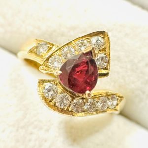 K18(18金) ルビーメレダイヤリング