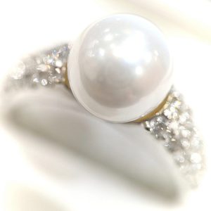 Pt900 パールリング メレダイヤ0.5ct