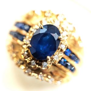K18 サファイアリング 2.0ct メレダイヤ0.2ct