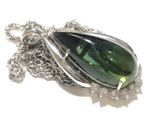 Pt850 ネックレス トルマリン11.24ct メレダイヤモンド0.26ct