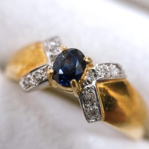 K18(18金)/Pt950(プラチナ950) コンビ サファイアリング