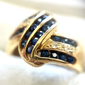 K18 サファイア メレダイヤ リング