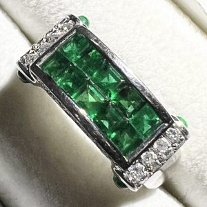 Pt900 リング エメラルド ダイヤモンド プラチナ900
