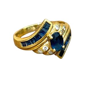 K18 サファイア メレダイヤ リング