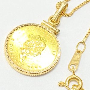 K18 ネックレス・K24 エリザベス女王 コイン