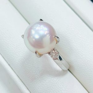 Pt900 パール メレダイヤ リング