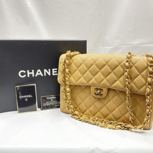 CHANEL マトラッセ バッグ キャビアスキン ゴールド チェーン シャネル ベージュ