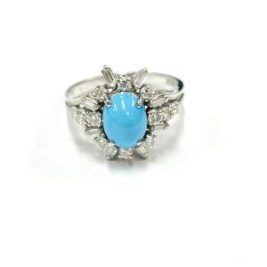 Pt850/プラチナ850 リング ジュエリー トルコ石 クオーツ装飾 指輪