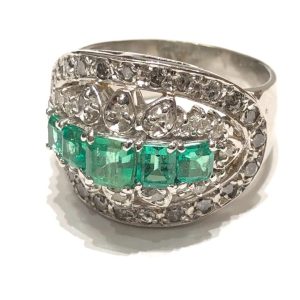 Pt900 プラチナ900 エメラルド 1.23ct ダイヤ 0.88ct リング