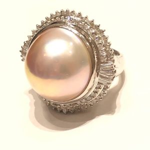 Pt900 プラチナ900 マベパール ダイヤ リング