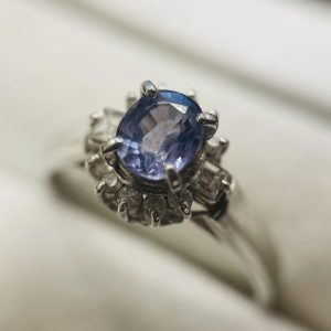 サファイア Pt900 メレダイヤ リング