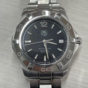 タグホイヤー アレクレーサー シルバーブレス 腕時計 黒文字盤 三針 自動巻き