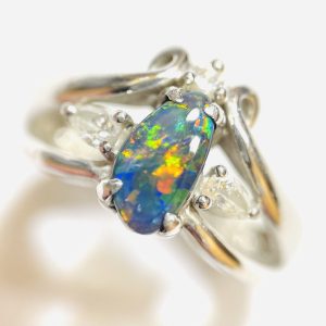 ブラックオパール Pt900 プラチナ リング