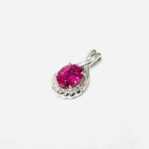 Pt900/プラチナ900 ネックレストップ ジュエリー メレダイヤ0.05ct トルマリン3.23ct