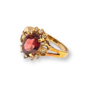 K18 18金 ガーネット メレダイヤ リング