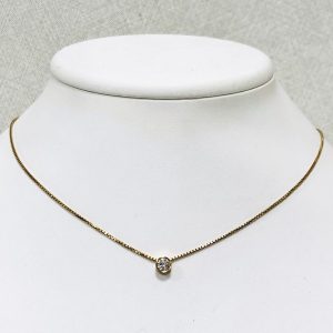 K18 ダイヤ0.37ct付ネックレス