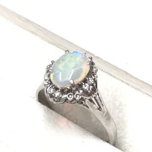 Pt900 オパール ダイヤモンド リング プラチナ900