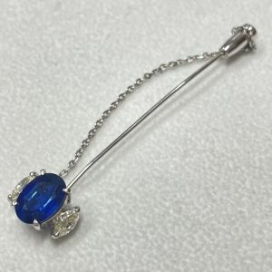 Pt900 サファイア メレダイヤ ブローチ プラチナ