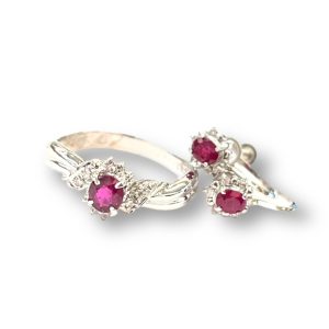 Pt900 プラチナ ルビー リング イヤリング セット