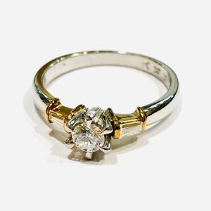 Pt900ベースK18 ダイヤモンド0.21ct メレダイヤ0.08ct リング
