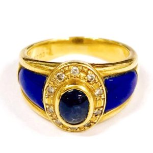 K18 ラピスラズリ付き リング